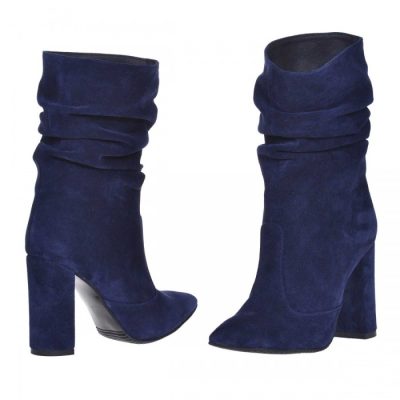 Botine bleumarin din piele naturala Sara S32