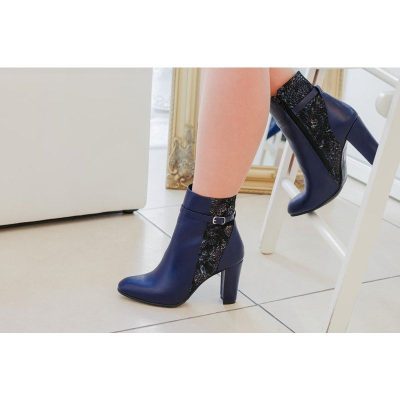 Botine bleumarin din piele naturala Adelaide D20