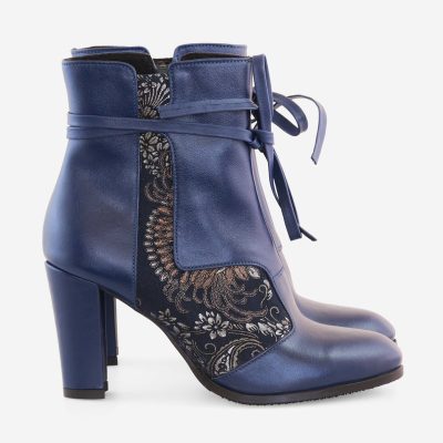 Botine bleumarin din piele naturala Nadia D9