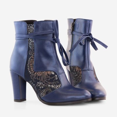 Botine bleumarin din piele naturala Nadia D9