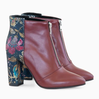 Botine bordo din piele naturala Sore D33