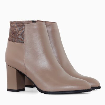 Botine cappuccino din piele naturala Orly D6