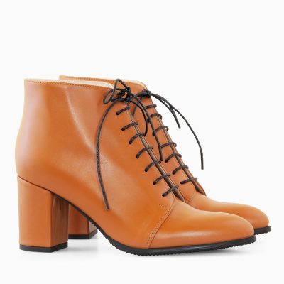 Botine cognac din piele naturala Oriana D21