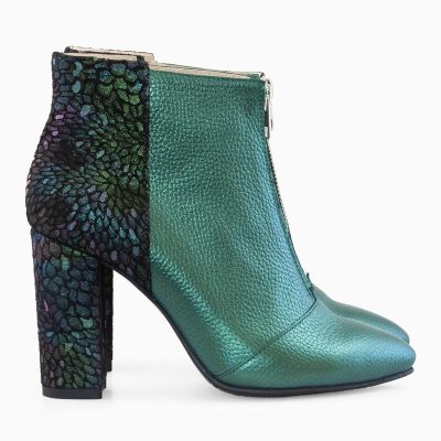 Botine dama din piele naturala Hevy verzi D41
