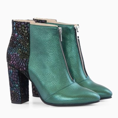 Botine dama din piele naturala Hevy verzi D41