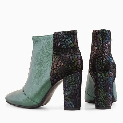 Botine dama din piele naturala Hevy verzi D41