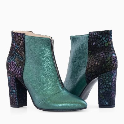 Botine dama din piele naturala Hevy verzi D41