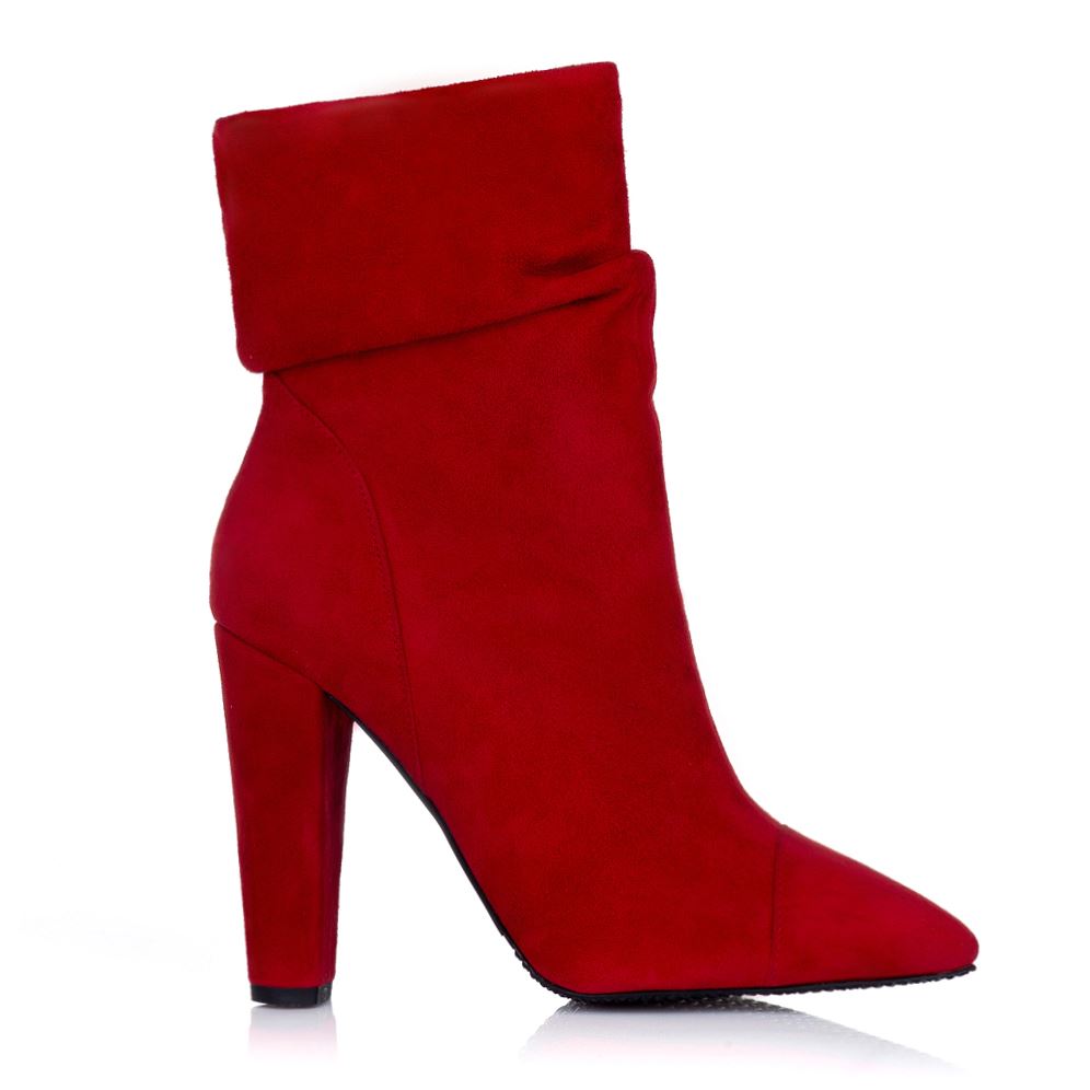 Botine din piele naturala Florence rosii L11