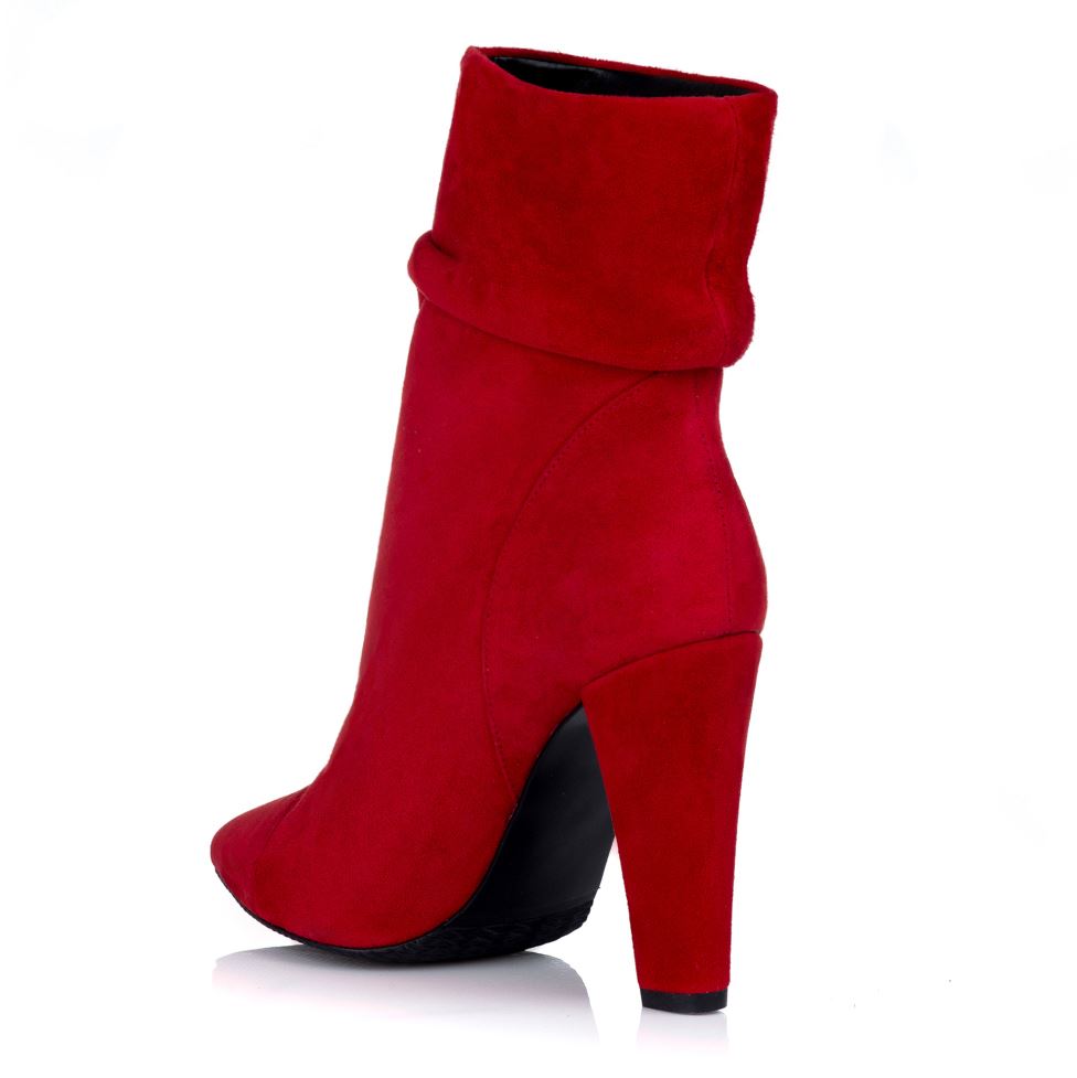 Botine din piele naturala Florence rosii L11