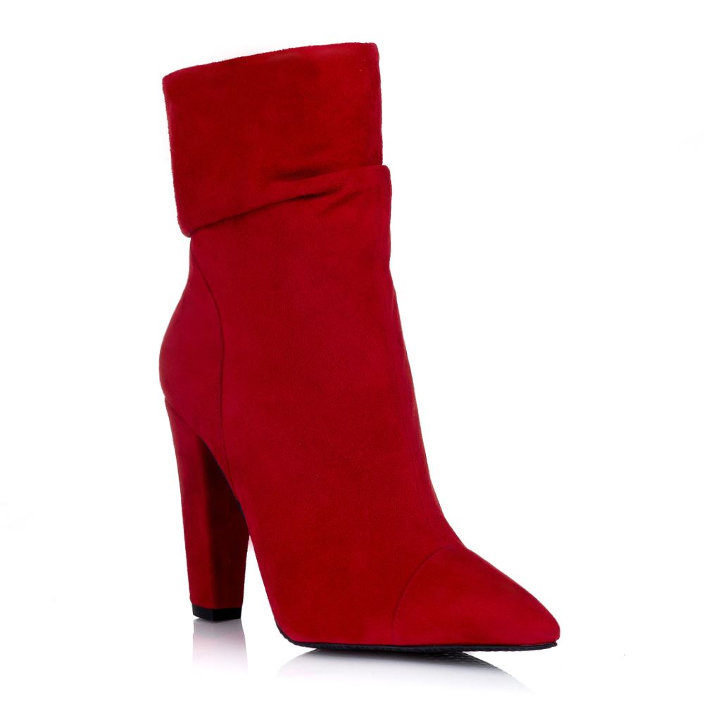 Botine din piele naturala Florence rosii L11