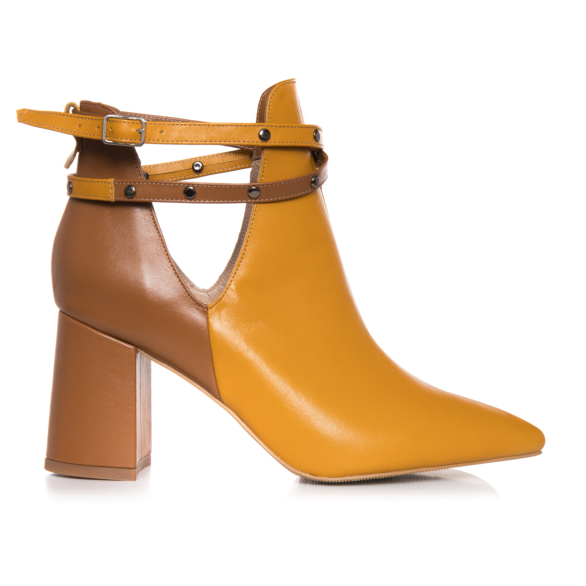 Botine galben mustar din piele naturala Katie L22