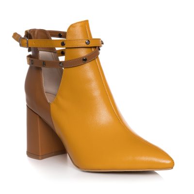 Botine galben mustar din piele naturala Katie L22