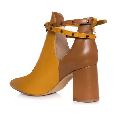 Botine galben mustar din piele naturala Katie L22