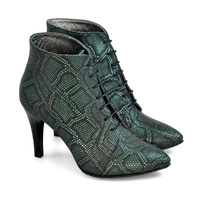 Botine Renata cu imprimeu sarpe verde D20