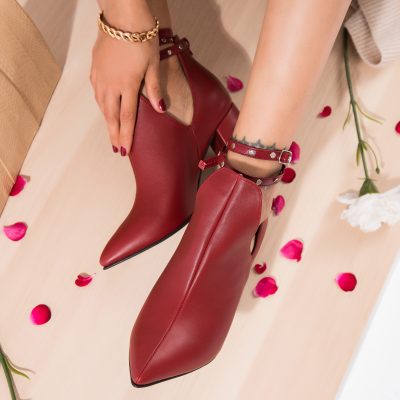 Botine bordo din piele naturala Katie L65