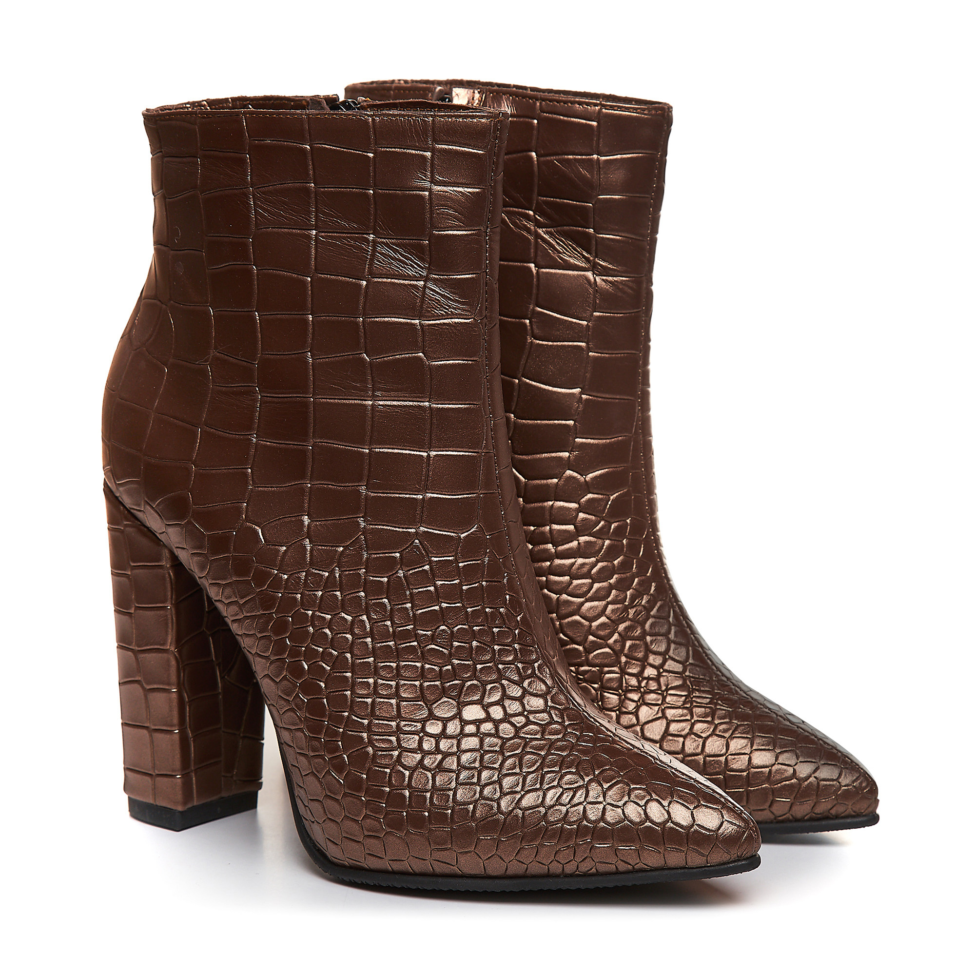 Botine maro croco piele naturala Annes L31