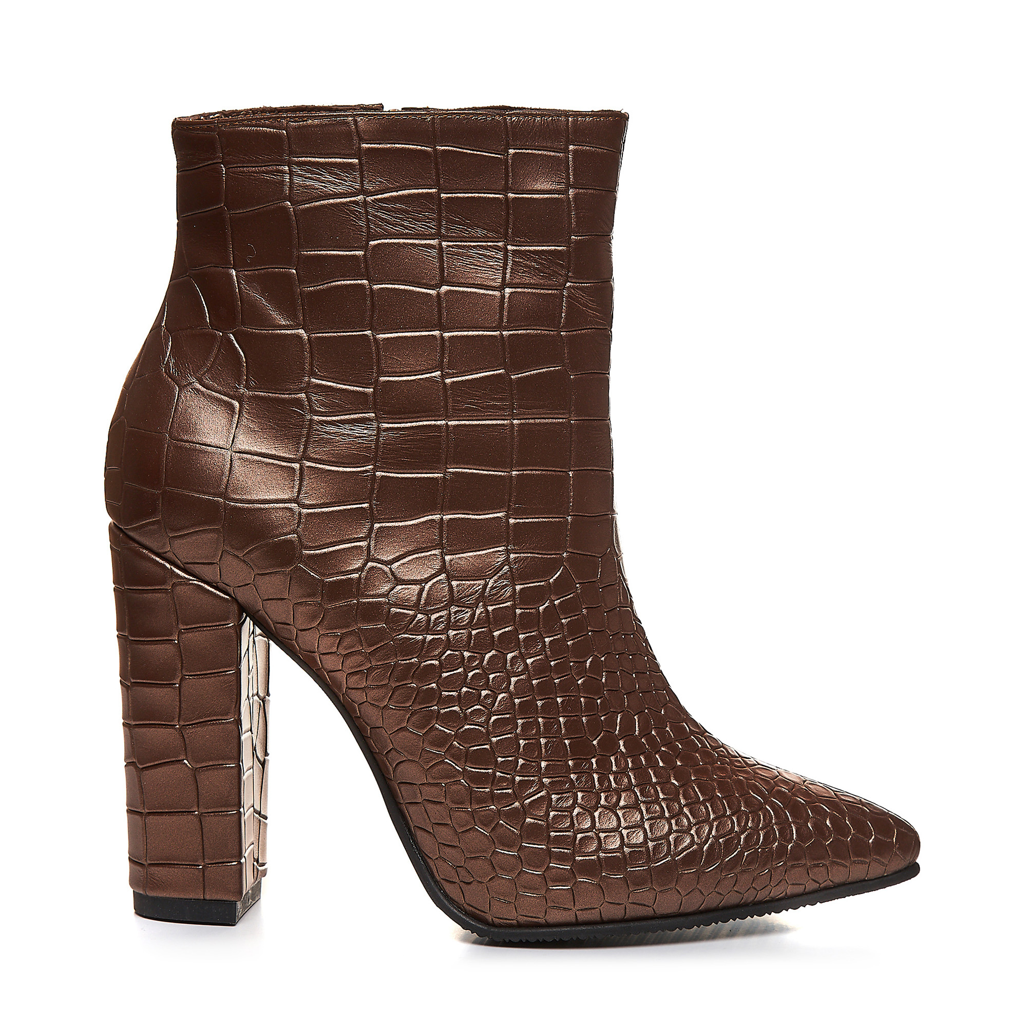 Botine maro croco piele naturala Annes L31