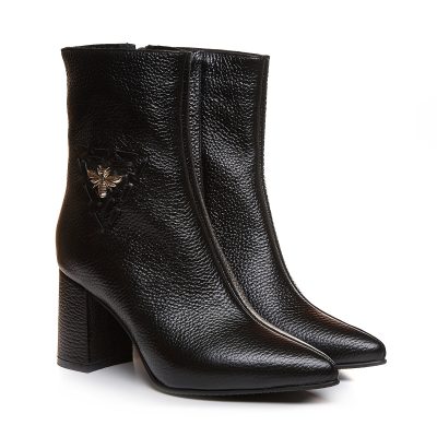 Botine negre piele naturala Bee L10