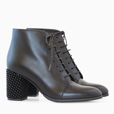 Botine negre din piele naturala Oriana D71
