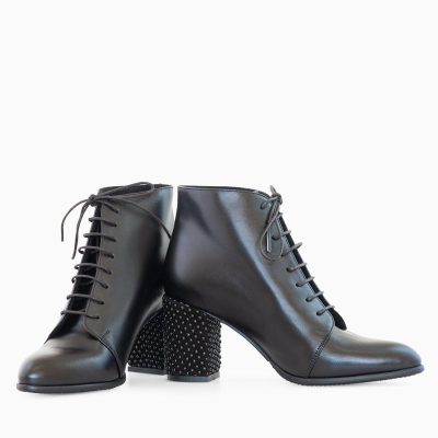 Botine negre din piele naturala Oriana D71
