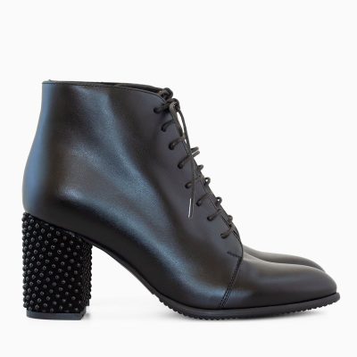 Botine negre din piele naturala Oriana D71