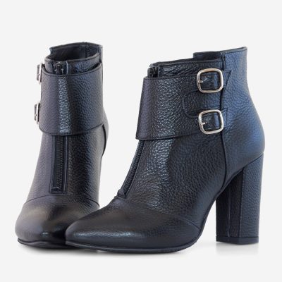 Botine negre din piele naturala Petra D501