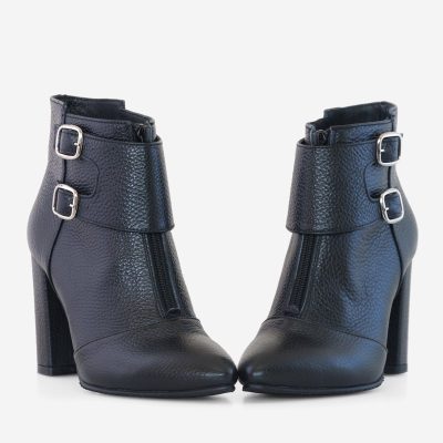 Botine negre din piele naturala Petra D501