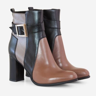 Botine piele naturala maro Linda D11