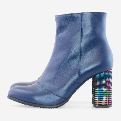 Botine piele naturala bleumarin Deea D05