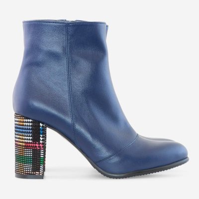 Botine piele naturala bleumarin Deea D05