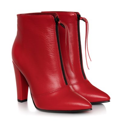 Botine rosii din piele naturala Rona L72