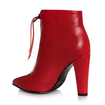 Botine rosii din piele naturala Rona L72