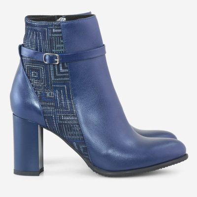 Botine piele naturala bleumarin Lary D45