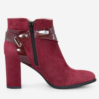Botine piele naturala bordo Ross D55