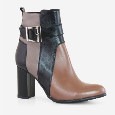 Botine piele naturala maro Linda D11