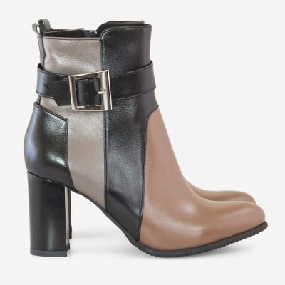 Botine piele naturala maro Linda D11