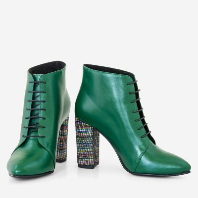 Botine Renata cu toc gros verzi D32
