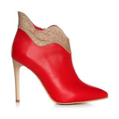 Botine rosii din piele naturala Wes L101