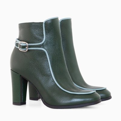 Botine verzi din piele naturala Aisha D20