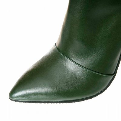 Botine verzi din piele naturala Aliure SS7