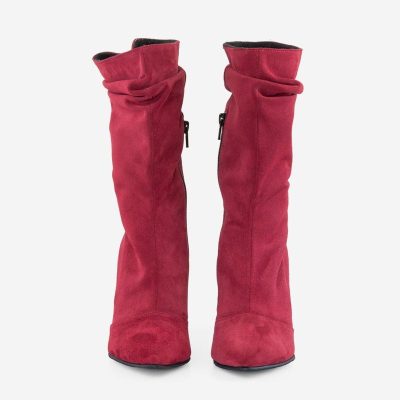 Cizme bordo piele naturala Rufle D105