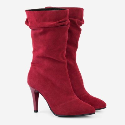 Cizme bordo piele naturala Rufle D105