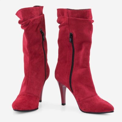 Cizme bordo piele naturala Rufle D105