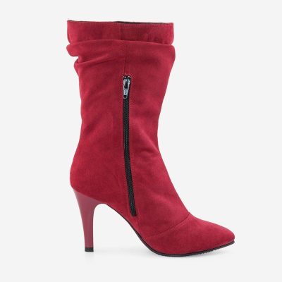 Cizme bordo piele naturala Rufle D105