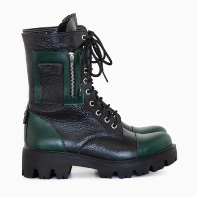 Ghete Combat negre din piele naturala D115
