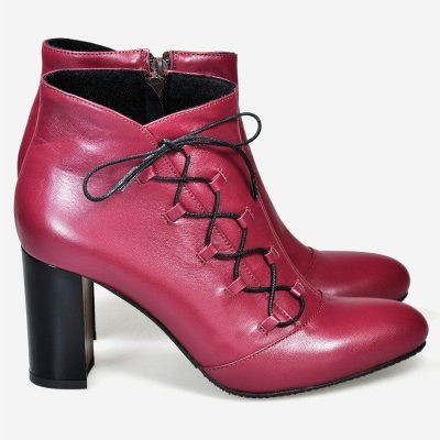 Botine bordo cu siret decorativ D02