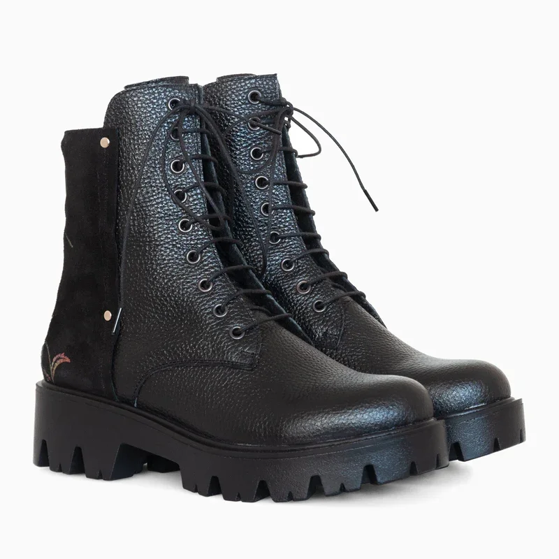 Ghete negre din piele naturala D10A - imagine 2