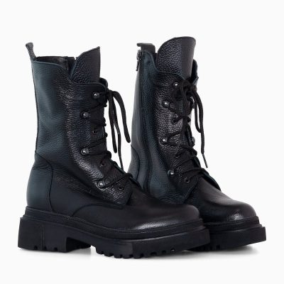 Ghete negre din piele naturala Zina D80