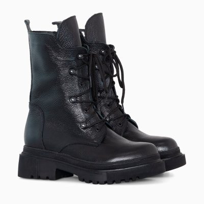 Ghete negre din piele naturala Zina D80