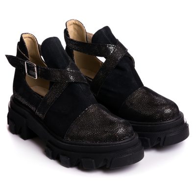 Ghete negre din piele naturala Hanna V31